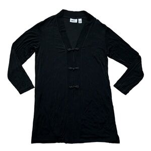 Chico’s Travelers Collection Black Chinese Style Long Cardigan Size Large